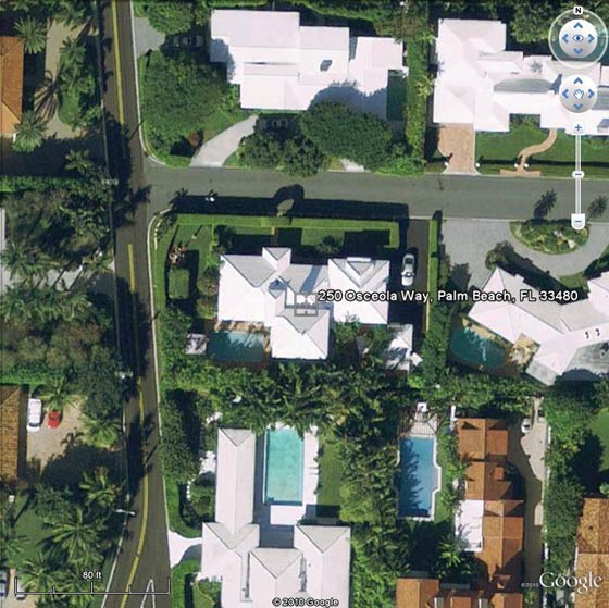 Aline Rhonie's Palm Beach Home (Source: Google Earth)